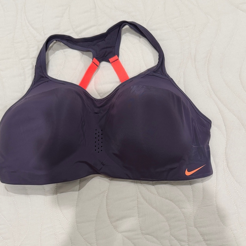Nike Sports Bra - Dark Purple and Neon Orange